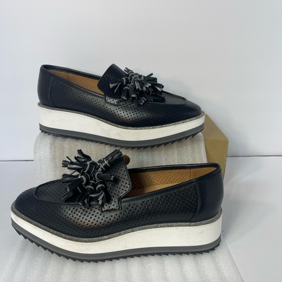 Johnston & Murphy Black Perforated Platform Loafers - Picture 10 of 16